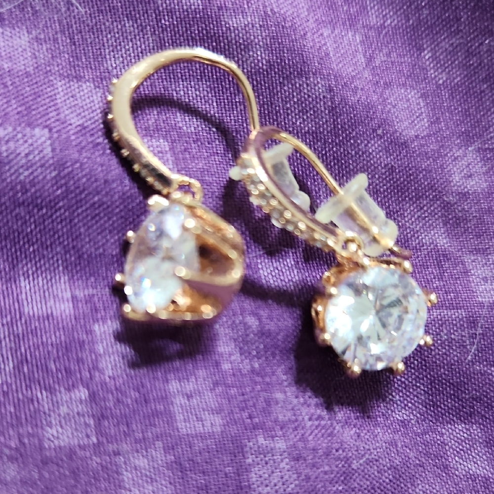 Sparkling Gold and Silver Drop Earrings